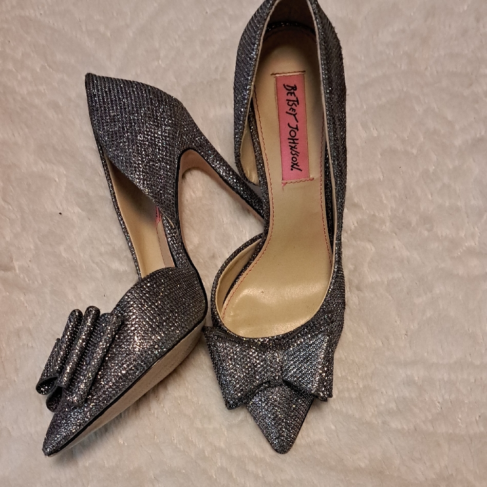 Betsey Johnson Silver Glitter Heels